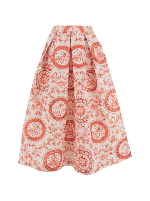 Lunatica Milano flared fantasy-print skirt Red LUNA