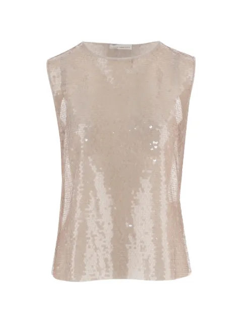 Niccolò Pasqualetti sequinned sleeveless top Neutrals T061PSEQDUSK