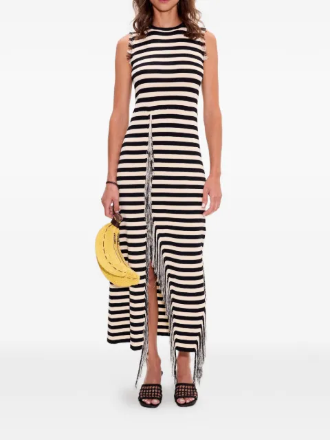 Simon Miller Sabine striped fringe knit midi dress Black W46566079