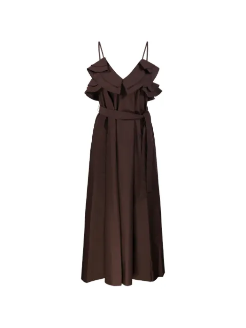 P.A.R.O.S.H. ruffled midi dress Brown CANYOX26D726162