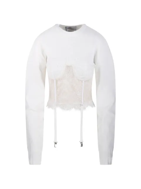 Giuseppe Di Morabito lace-panel knitted top White 06PSKNT38916404