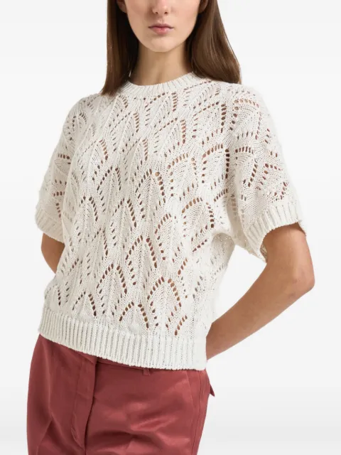 Peserico pointelle-knit T-shirt White A99079F0309110