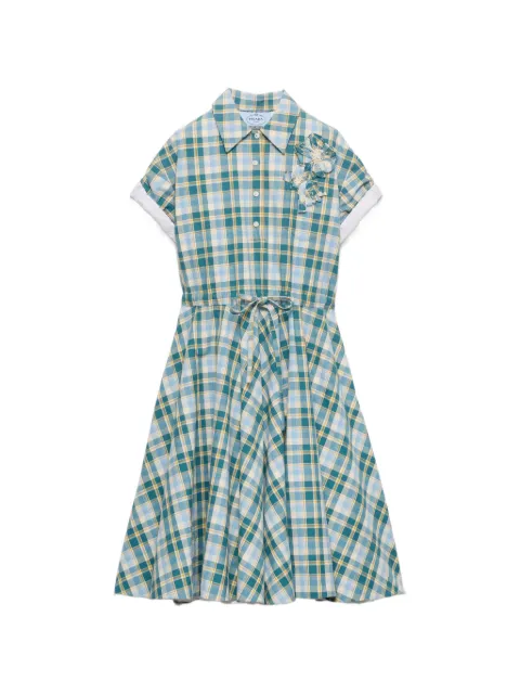 Prada embroidered checked cotton dress Green P3O99RSOOO171D