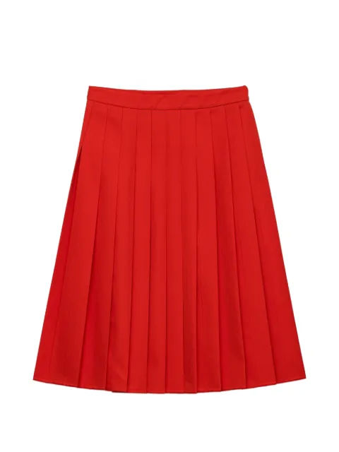 Prada pleated gabardine midi-skirt Red P119ISOOO184A