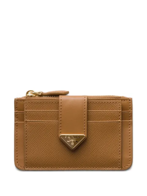 Prada Saffiano and smooth leather card holder Neutrals 1MC0382DYG