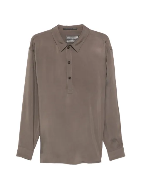 Giorgio Armani buttoned long-sleeve polo shirt Brown GM003418TE15224