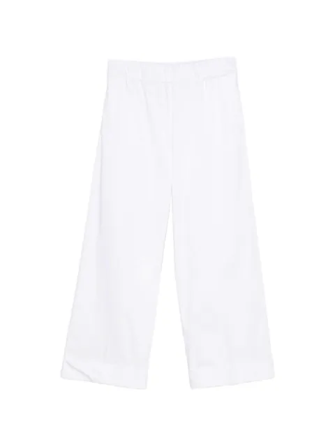 D.Exterior elasticated-waistband cropped trousers White 62791