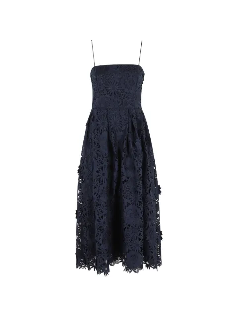 ROTATE BIRGER CHRISTENSEN 3d Lace Flared floral lace dress Blue 1160131725098