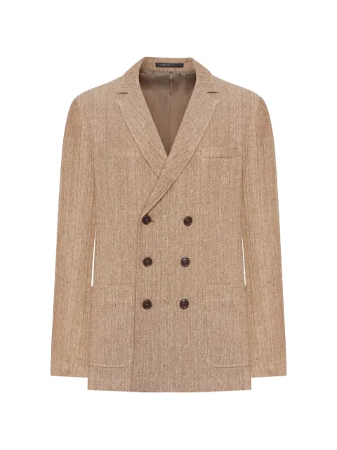 Giorgio Armani double-breasted linen jacket Neutrals GM001420TE20659