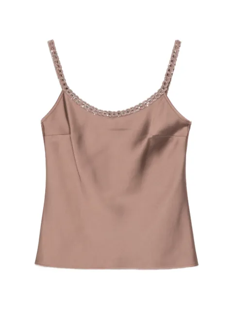 D.Exterior embellished-straps top Brown 62666