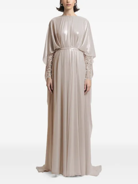 Gemy Maalouf embellished-sleeve maxi dress Neutrals EDCP252039KF