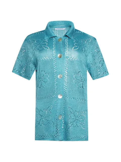 Calle Del Mar floral tile short-sleeve shirt Blue CDMPS027