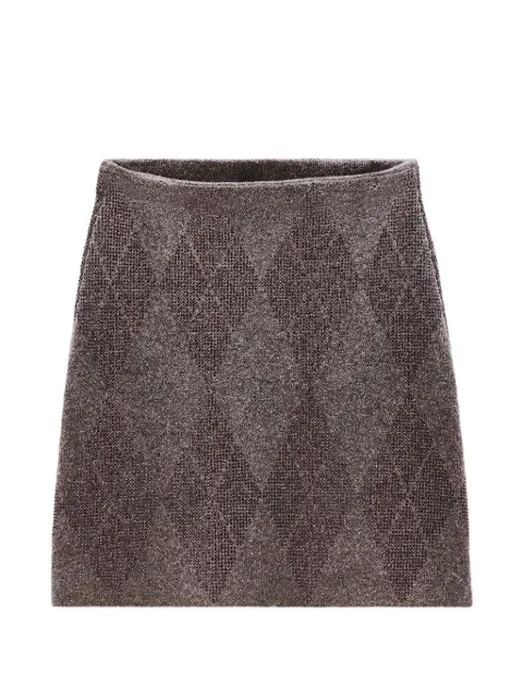 Alexander Wang crystal hotfix argyle tennis tenis skirt Brown 1KC1265006