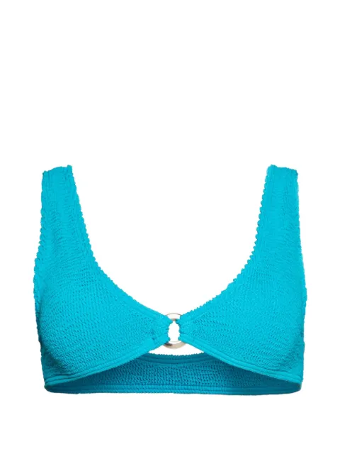 Bond-eye ring-detail textured bikini top Blue BD018709BOUND559R