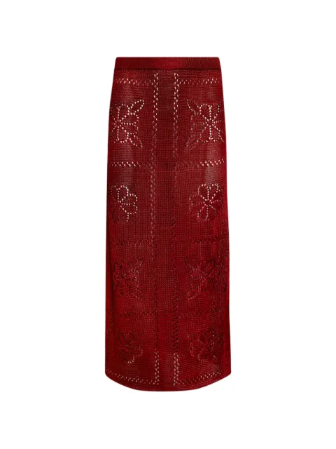 Calle Del Mar floral midi skirt Red CDMPS025