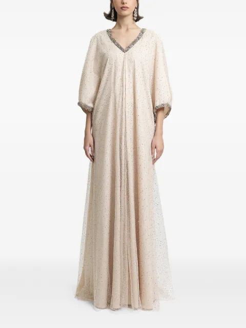 Gemy Maalouf V-neck loose-cut maxi dress Neutrals EDCP252048KF
