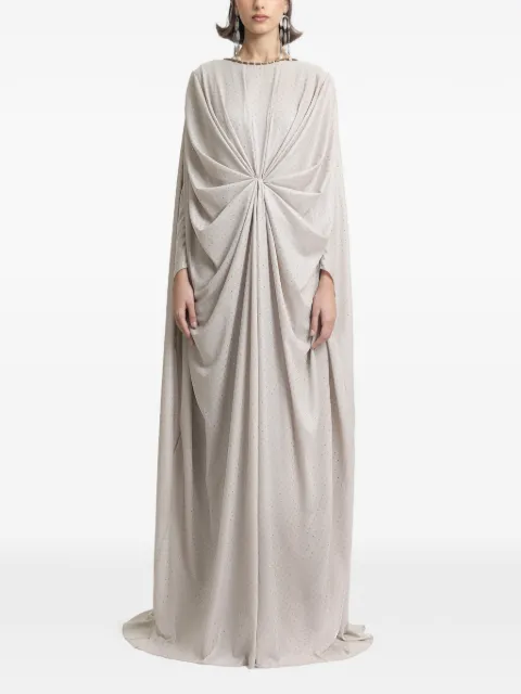 Gemy Maalouf beaded-neckline maxi kaftan Neutrals EDCP252043KF