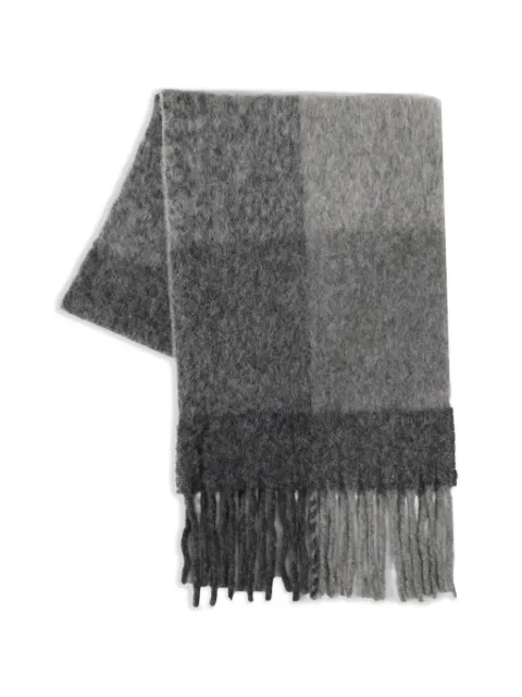 The Elder Statesman check-pattern fringed scarf Grey 250435