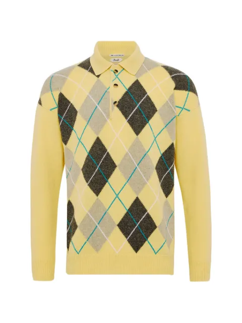 JW Anderson x Pringle Argyle button polo Yellow KW1487YN0470