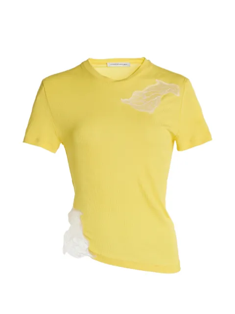 Christopher Esber Delphin lace-detail crew-neck T-shirt Yellow 25041437