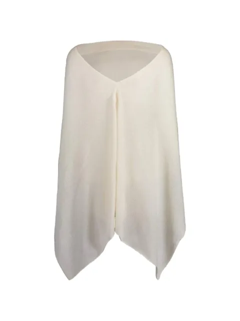 MINNIE ROSE Ruana cashmere poncho White YR0841