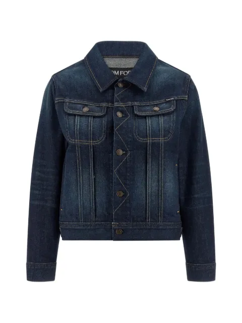 TOM FORD Japanese contrast-stitching denim jacket Blue GID083DEX237