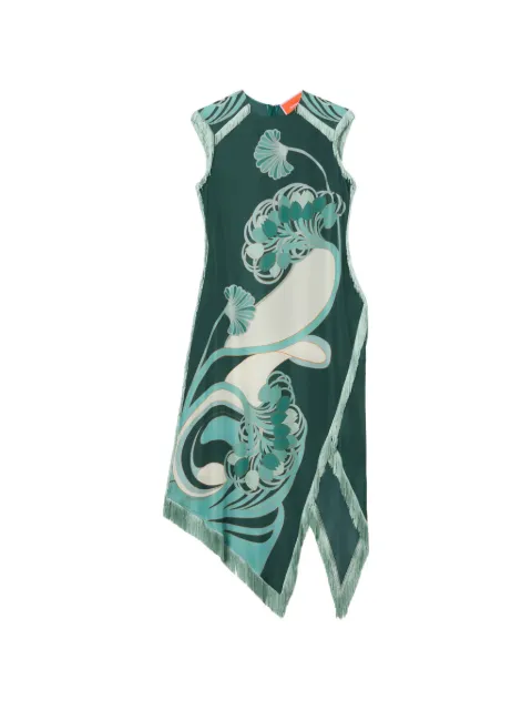 La DoubleJ fringed floral dress Green DRE0964SIL009BTU01GR03