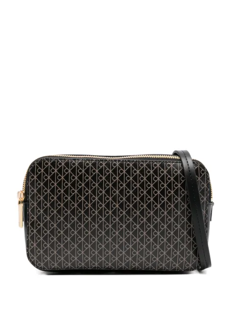 Calvin Klein emblem elongated camera crossbody bag Black LV04F3268G2XA