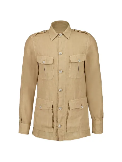 120% Lino button multiple pocket jacket Neutrals 32ALIM89RH0000253000