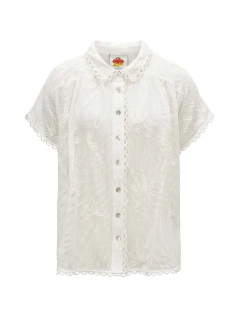 FARM Rio palm trees scalloped shirt White 351315