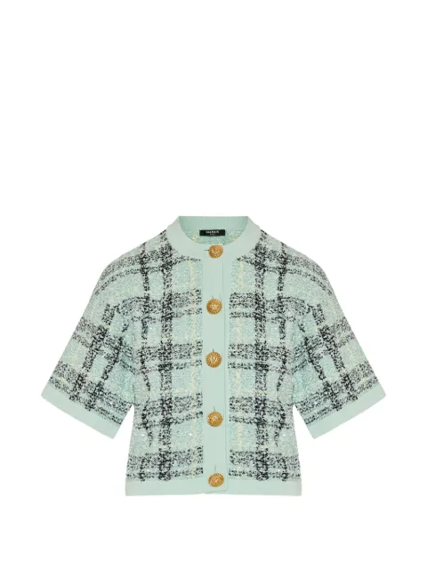 Balmain checked button-up cardigan Green GF1SB230KJ56