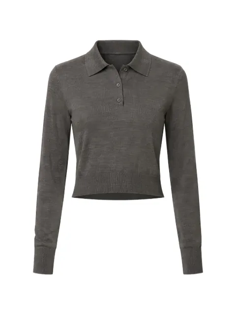 ETERNE Journey long sleeve polo top Grey ECS38911