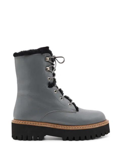 Yves Salomon shearling-trim lace-up combat boots Grey 25WAC604XXMLCI