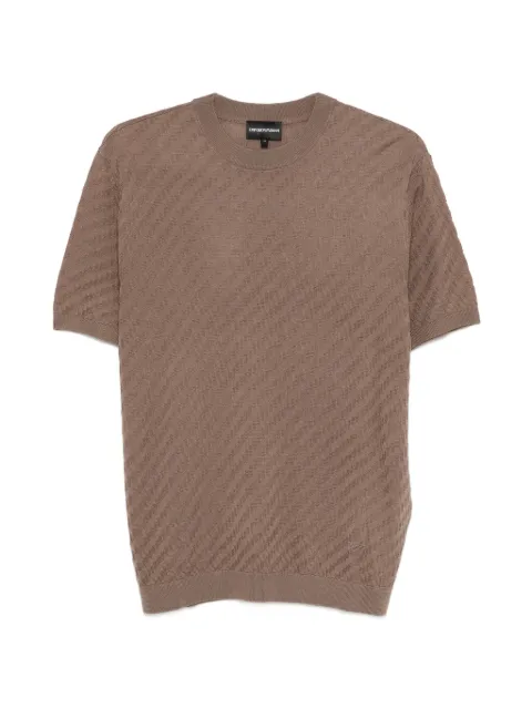 Emporio Armani round-neck textured T-shirt Brown EM004741AF24573