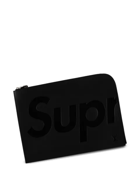 Supreme x Louis Vuitton GM Jour logo-embossed clutch bag Black SU2325