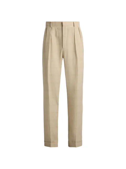 Ralph Lauren Purple Label checked pleated trousers Neutrals 798P13312001