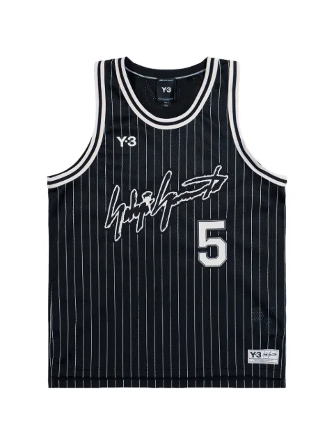 Y-3 striped sleeveless basketball jersey Black KS7641
