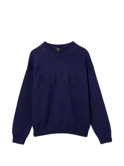 A.P.C. logo crewneck sweater Blue ACXKNH23485MQPPL00M