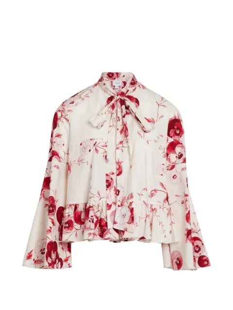 Giambattista Valli bow-detail floral-print blouse White 26SSPVCA110828PRIP017