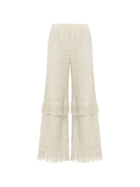 La DoubleJ fringed palazzo pants Neutrals TRO0125JCQ080PLA03WH03