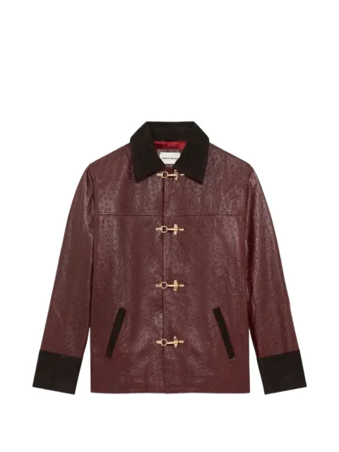 Drôle De Monsieur textured leather jacket Red IJT222LH046WN