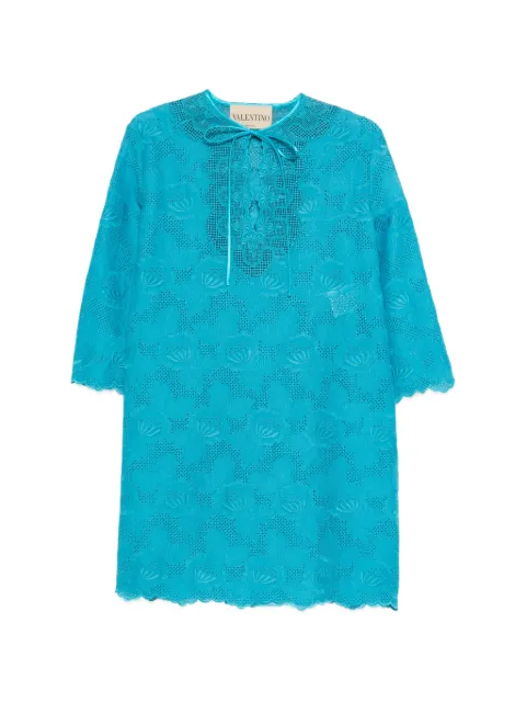 Valentino Garavani broderie anglaise mini dress Blue BVAJJ5A4G