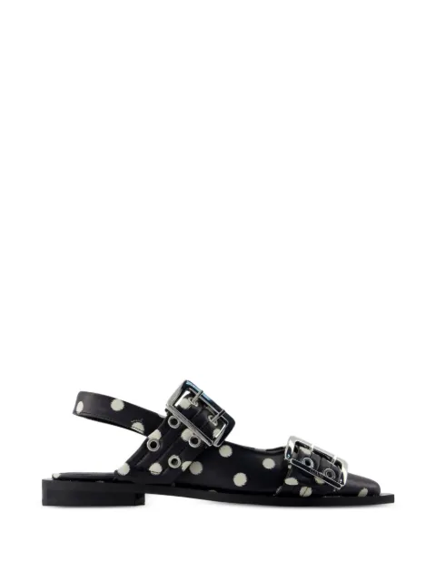 GANNI buckled polka-dot flat pumps Black B1020104