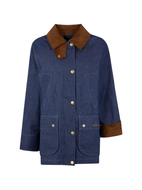 Barbour Asker corduroy-collar denim coat Blue LCA0394