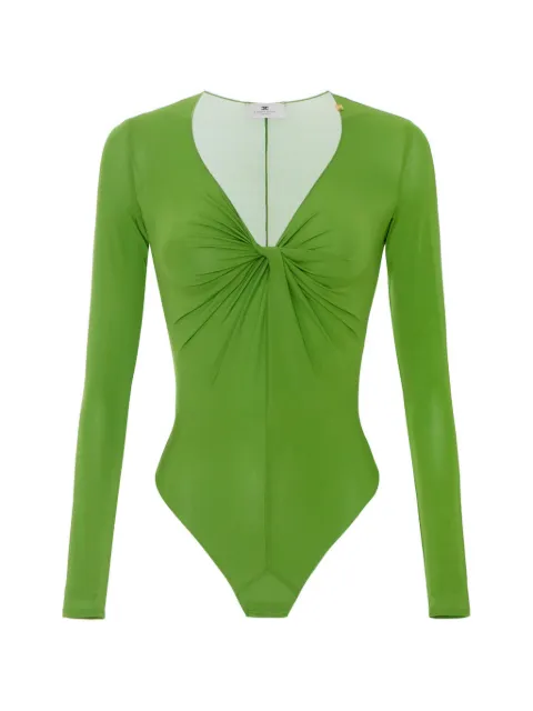 Elisabetta Franchi crêpe jersey bodysuit with draping Green BO01261E2