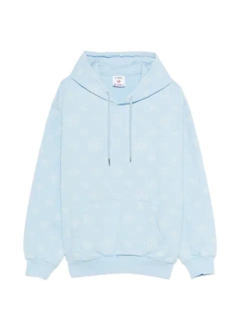 Casablanca monogram-appliqué hoodie Blue MSS26JTP29201