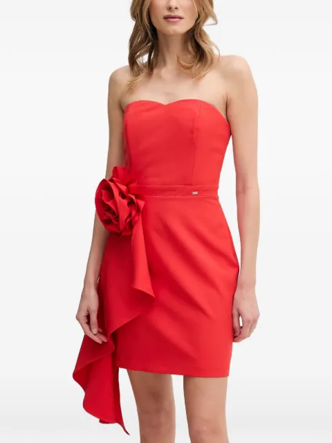 Gaudi strapless flower-detail mini dress Red 511FD15034