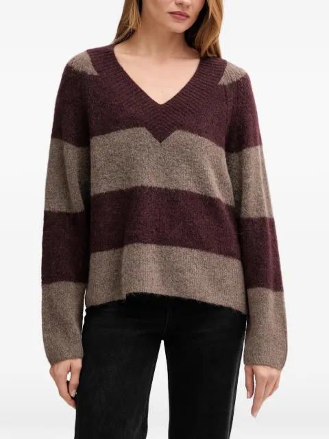 Mos Mosh striped V-neck sweater Purple 173090