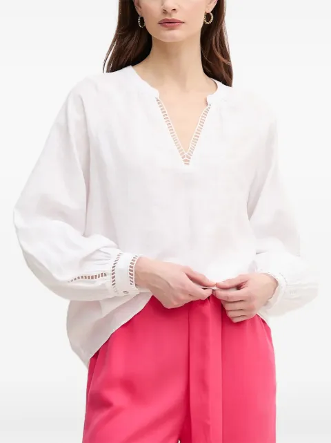 Mos Mosh V-neck openwork blouse White 168250