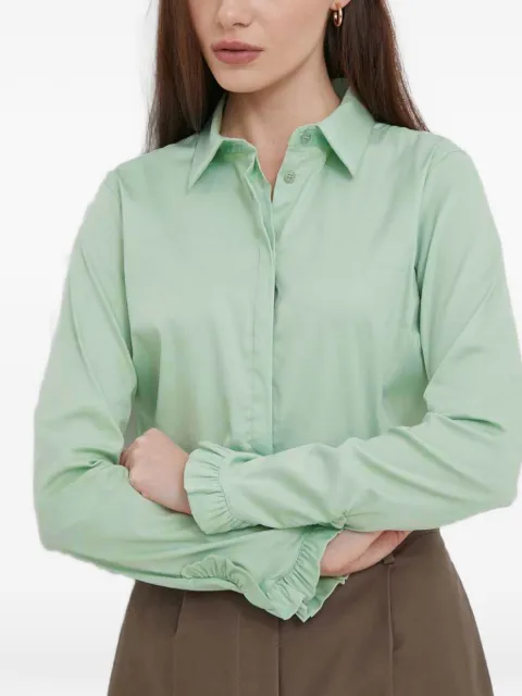 Mos Mosh Mattie ruffled long-sleeves shirt Green 144070